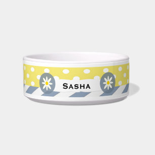 Cheery Polka Dot Floral Personalisiert Hundeschale Napf