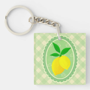 Cheery Retro Sunny Yellow Lemon Schlüsselanhänger