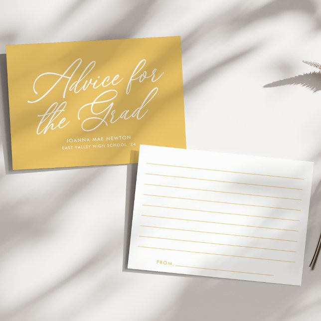 Cheery Yellow Script Abschluss Hinweiskarte (Von Creator hochgeladen)