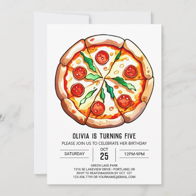 Cheese Boho Pizza Birthday Einladung (Vorderseite)