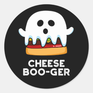Cheese Boo ger Funny Ghost Pun Dark BG Runder Aufkleber
