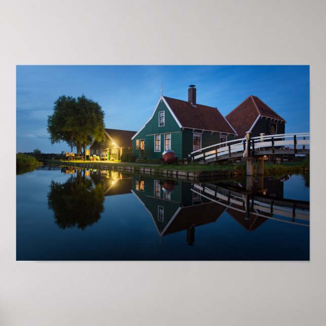 Cheese farm house at twilight in Holland Poster (Vorne)