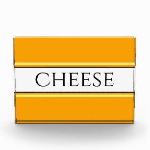 CHEESE Fun Hellgoldgelbe Streifen Fotoblock