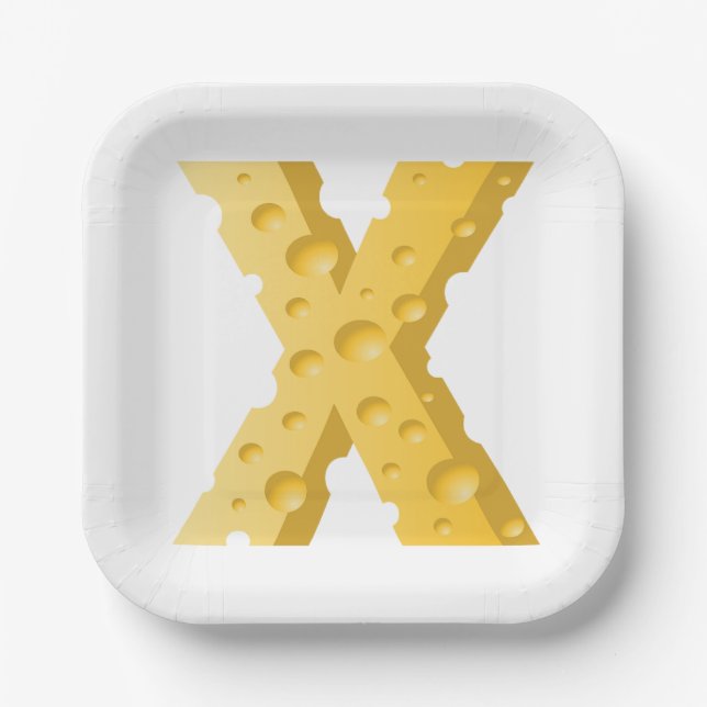 Cheese Letter X Typography Pappteller (Vorderseite)