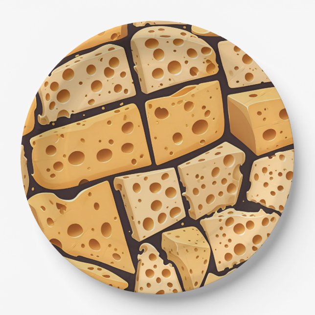 Cheese Pieces With Natural Holes Cute Pattern  Pappteller (Vorderseite)