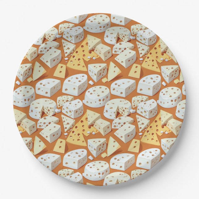 Cheese Pieces With Natural Holes Cute Pattern  Pappteller (Vorderseite)