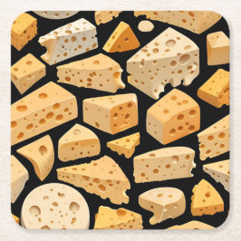 Cheese Pieces With Natural Holes Cute Pattern  Rechteckiger Pappuntersetzer