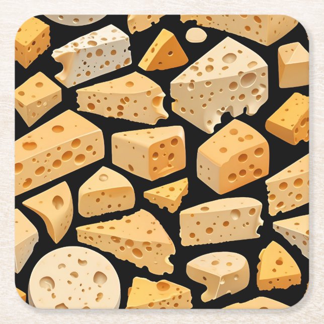 Cheese Pieces With Natural Holes Cute Pattern  Rechteckiger Pappuntersetzer (Vorderseite)
