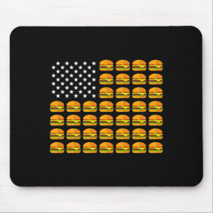 Cheeseburger Aaamerikanische Flagge 4. Juli Patrio Mousepad