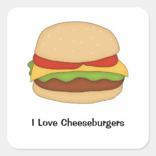 Cheeseburger-Aufkleber Quadratischer Aufkleber