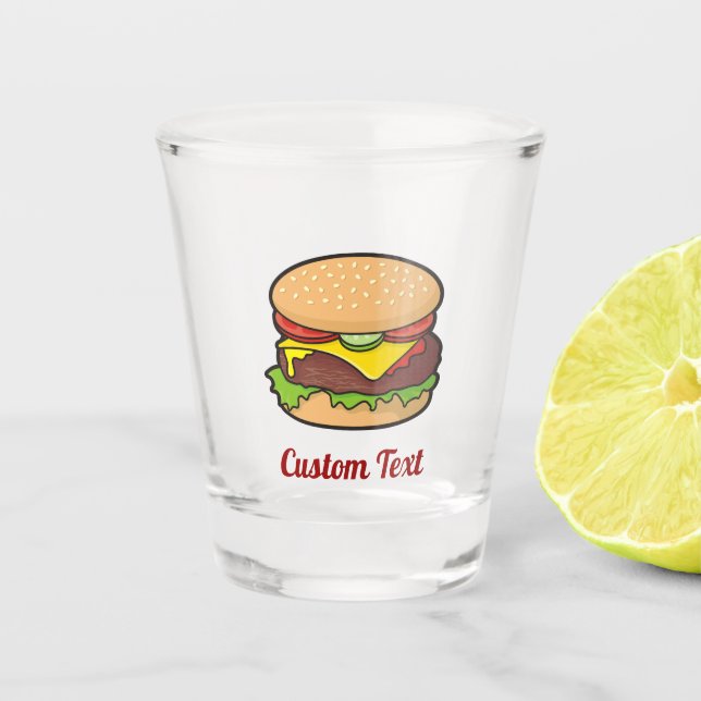 Cheeseburger Cartoon Schnapsglas (Vorderseite)