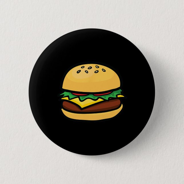 Cheeseburger-Emoticon Hamburger Käse Bbq  Button (Vorderseite)
