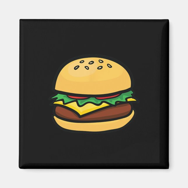 Cheeseburger-Emoticon Hamburger Käse Bbq  Magnet (Vorne)