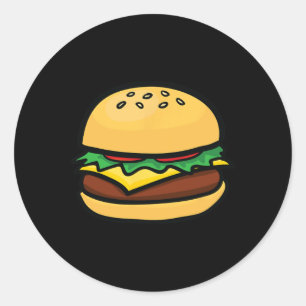 Cheeseburger-Emoticon Hamburger Käse Bbq  Runder Aufkleber