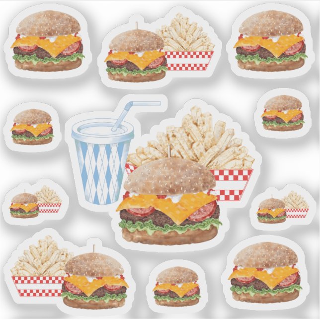Cheeseburger Fast Food Aufkleber (Vorderseite)