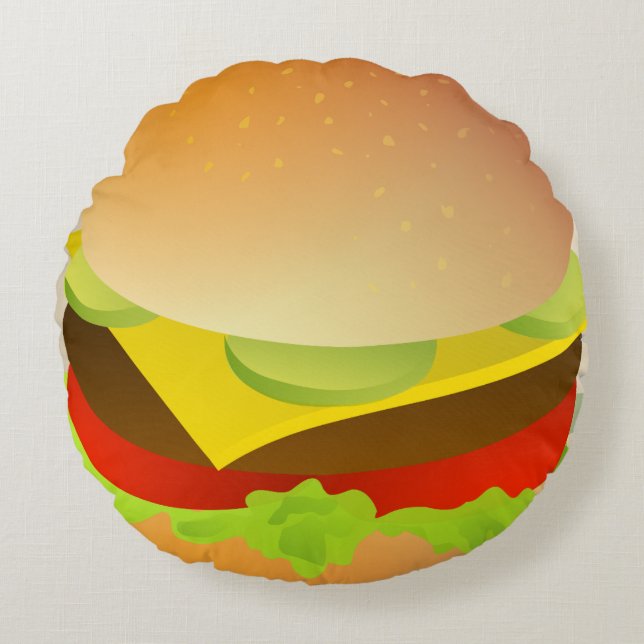 CHEESEBURGER Funny Pillows Rundes Kissen (Vorderseite)