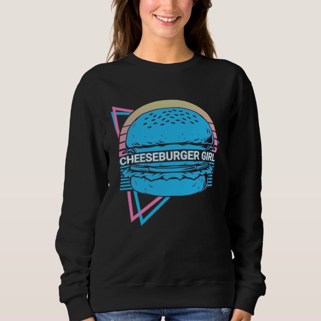 Cheeseburger Girl  Burger Retro Sweatshirt (Vorderseite)
