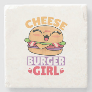 Cheeseburger Girl, Hamburger Women und Cheesebdres Steinuntersetzer