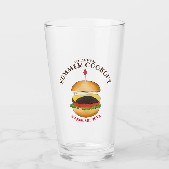 Cheeseburger Hamburger Burger Picnic Barbecue GRIL Glas (Vorderseite)