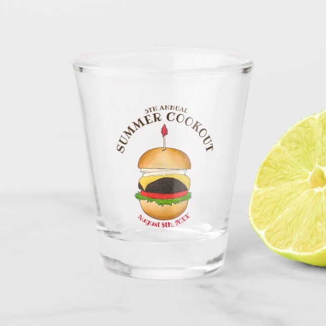 Cheeseburger Hamburger Burger Picnic Barbecue GRIL Schnapsglas (Vorderseite)