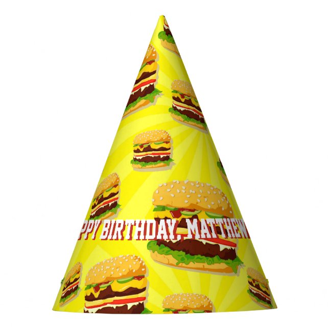 Cheeseburger-Hamburger-kundenspezifische Partyhütchen (Vorderseite)