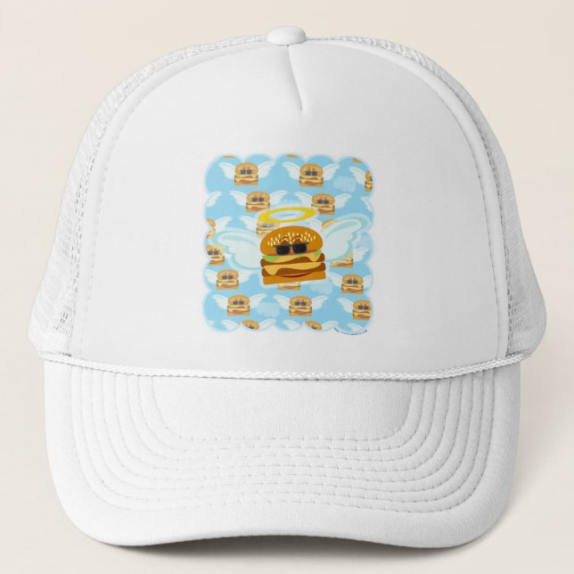 Cheeseburger Heaven Fun Sky Food Toon Truckerkappe (Vorderseite)
