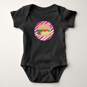 Cheeseburger Hot Pink Ombre Streifen Baby Strampler