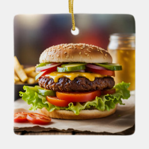 Cheeseburger Keramikornament