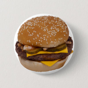 Cheeseburger On Sesame Seed Bun Button