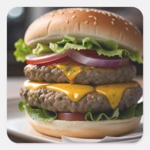 Cheeseburger Quadratischer Aufkleber
