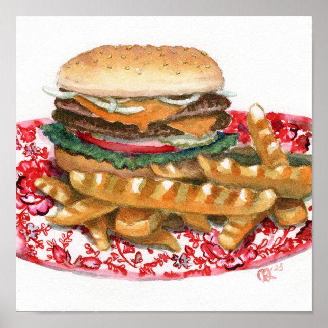 Cheeseburger über Chintz Poster (Vorne)