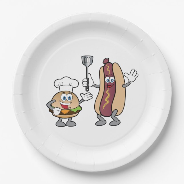 Cheeseburger-und Hotdog-Party-Teller Koch-Heraus Pappteller (Vorderseite)
