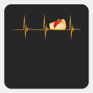 Cheesecake Dessert Käse Heartbeat Ekg Puls Quadratischer Aufkleber