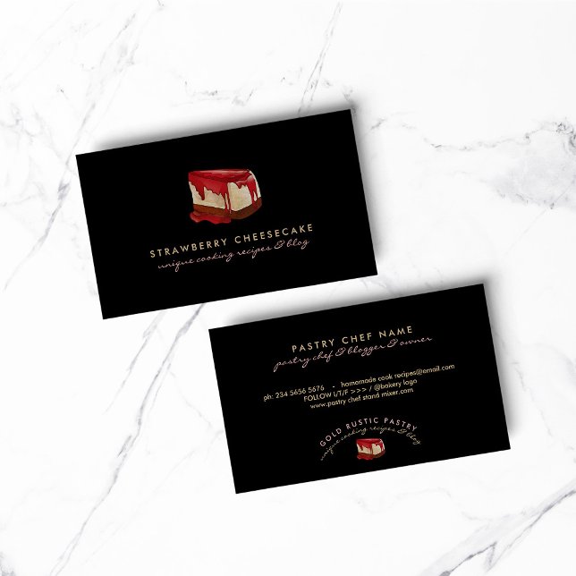 Cheesecake Strawberry Pastry Dessert Visitenkarte (Cheesecake Strawberry Pastry Dessert Business Card)