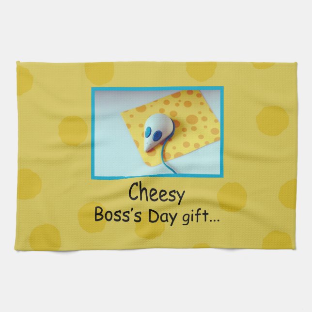 Cheesy Boss's Day, Holiday, Spaß Geschirrtuch (Horizontal)