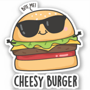 Cheesy Burger Funny Food Puns Aufkleber