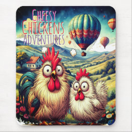 "Cheesy Chicken Balloon Adventure" Mouse Pad Mousepad