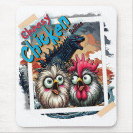"Cheesy Chicken Selfies" Meet Godzilla Mouse Pad Mousepad