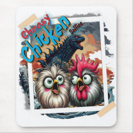 "Cheesy Chicken Selfies" Meet Godzilla Mouse Pad Mousepad