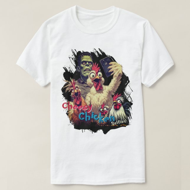 Cheesy Chickens Meet Frankenstein Tee (Design vorne)