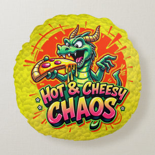 Cheesy Dragon Delight Rundes Kissen