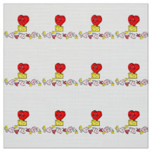 Cheesy Kisses Red Hearts Fabric