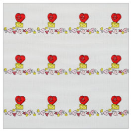 Cheesy Kisses Red Hearts Fabric Stoff
