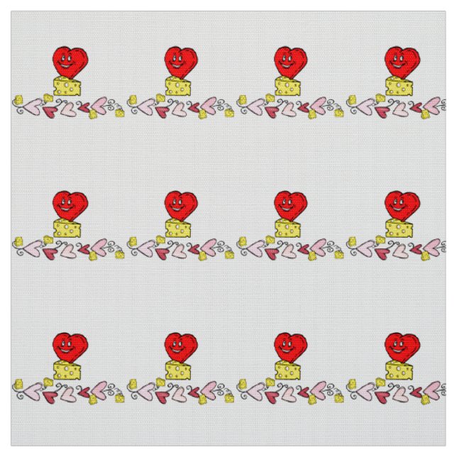 Cheesy Kisses Red Hearts Fabric Stoff (Muster)