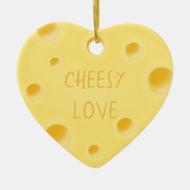 "Cheesy Liebe" Adorable Custom Käse Herz Keramik Ornament (Vorne)