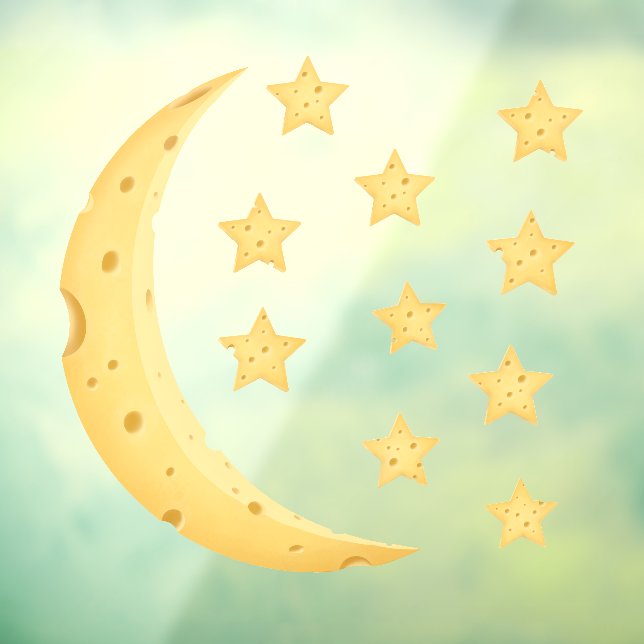 Cheesy Moon & 10 Stars Fantful Kids & Baby Room W Fensteraufkleber (Blatt 3)