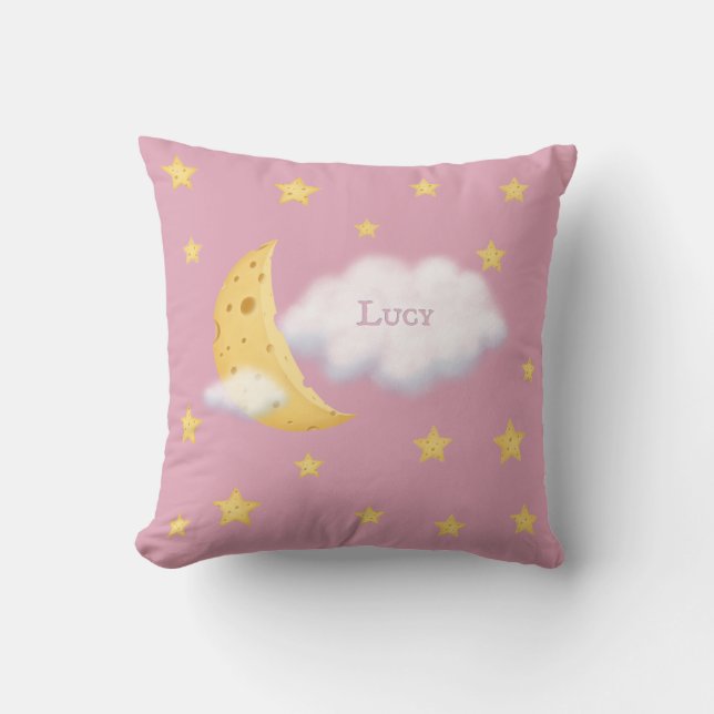 Cheesy Moon & Stars Personalisiert Fluffy Cloud Pi Kissen (Vorderseite)