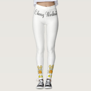 Cheesy Workout Mouse Pizza Weiße Leggings