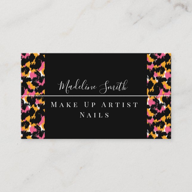 Cheetah Abstrakt Pink Makeup Artist Business Card Visitenkarte (Vorderseite)