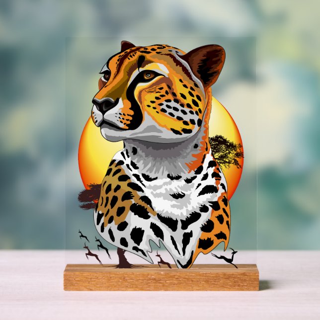 Cheetah African Feline Wild Animal Acrylschild (Neutral)